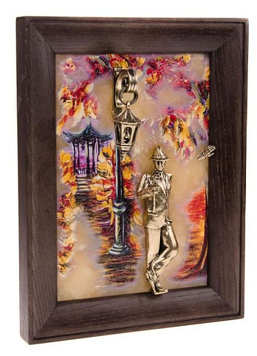 Бронзовая картина "Парень с розой. Осень" купить с доставкой Бронзовая картина "Парень с розой. Осень"