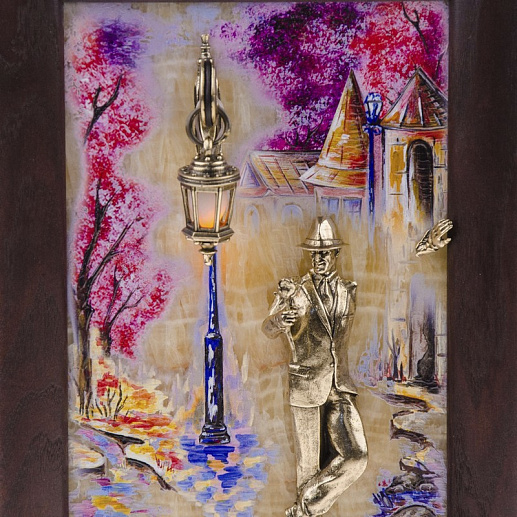 Бронзовая картина "Парень с розой. Весна" с подсветкой купить с доставкой Бронзовая картина "Парень с розой. Весна" с подсветкой