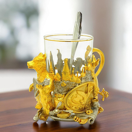 Оригинальный подстаканник "Народный мишка" купить с доставкой Оригинальный подстаканник "Народный мишка"